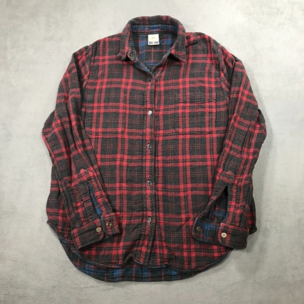 Faherty Reversible Double Cloth Flannel Chambray Long Sleeve Button Up Women's M